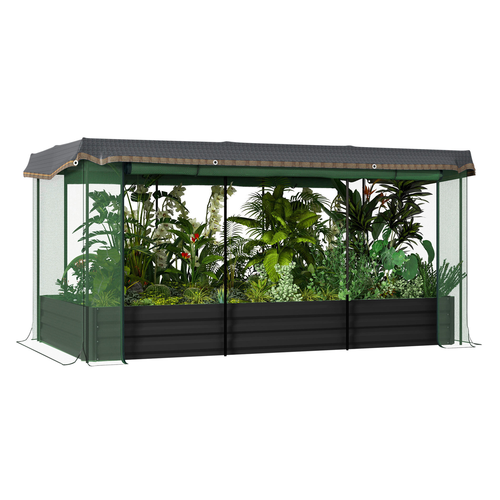 Outsunny Hochbeet dunkelgrau Edelstahl B/H/L: ca. 110x230x110 cm Hochbeet - dunkelgrau (110,00/110,00/230,00cm) - Outsunny