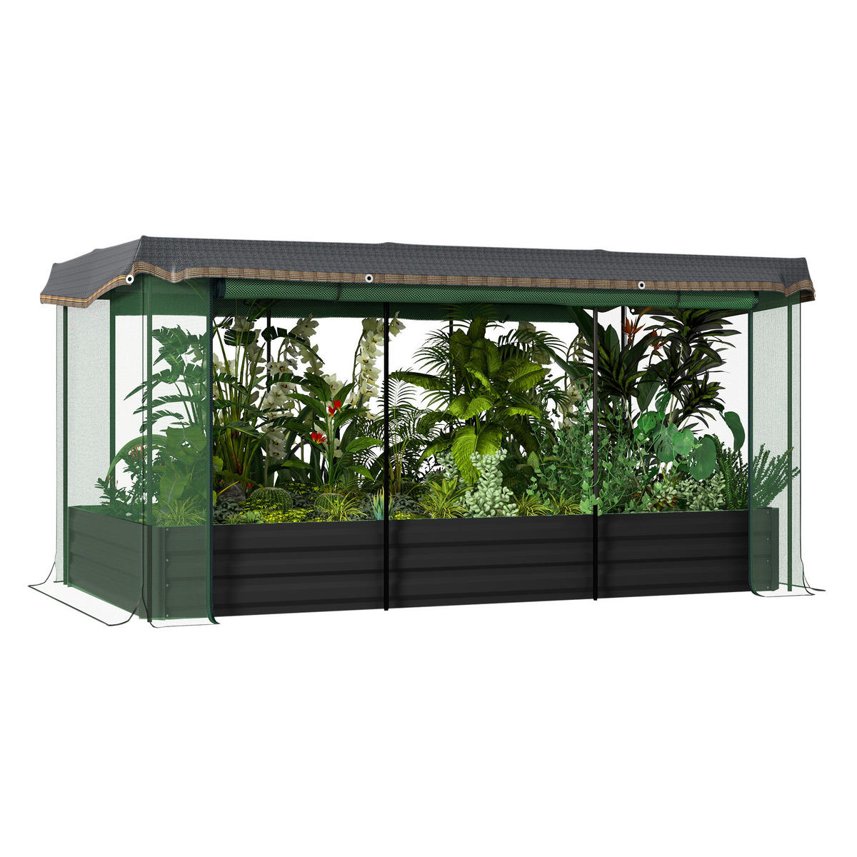 Outsunny Hochbeet dunkelgrau Edelstahl B/H/L: ca. 110x230x110 cm Hochbeet - dunkelgrau (110,00/110,00/230,00cm) - Outsunny