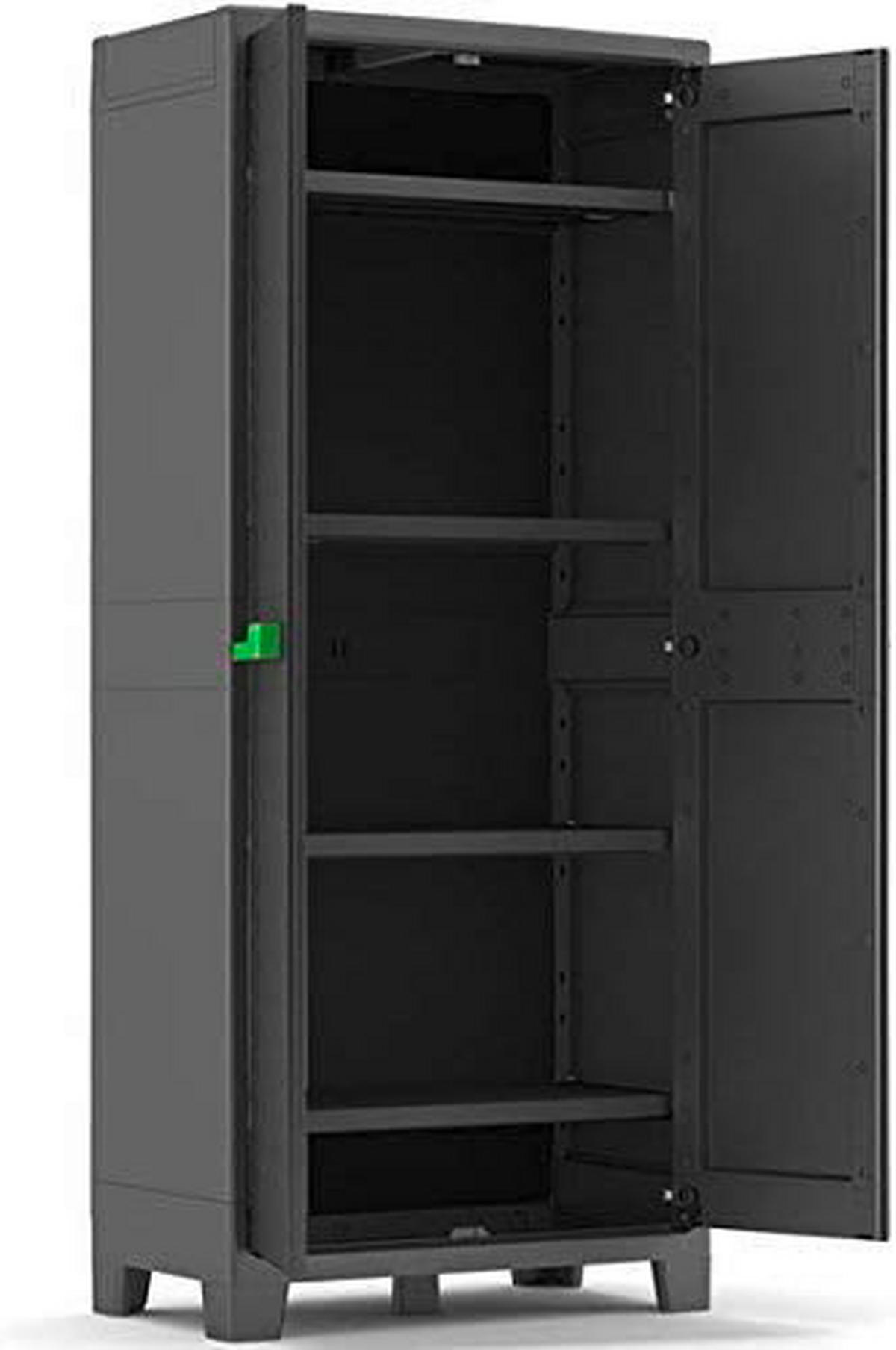 Keter Kunststoffschrank Moby grau Kunststoff B/H/T: ca. 80x182x44 cm Moby - anthrazit/grün (80,00/182,00/44,00cm) - Keter