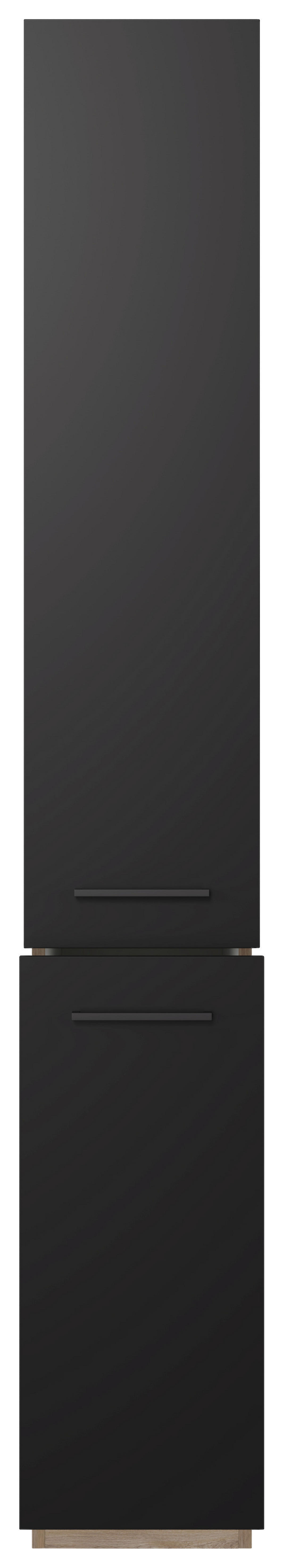 Apothekerschrank Capri schwarz matt B/H/T: ca. 30x200x57 cm Capri - schwarz/Oak (30,00/200,00/57,00cm) - Flex-Well