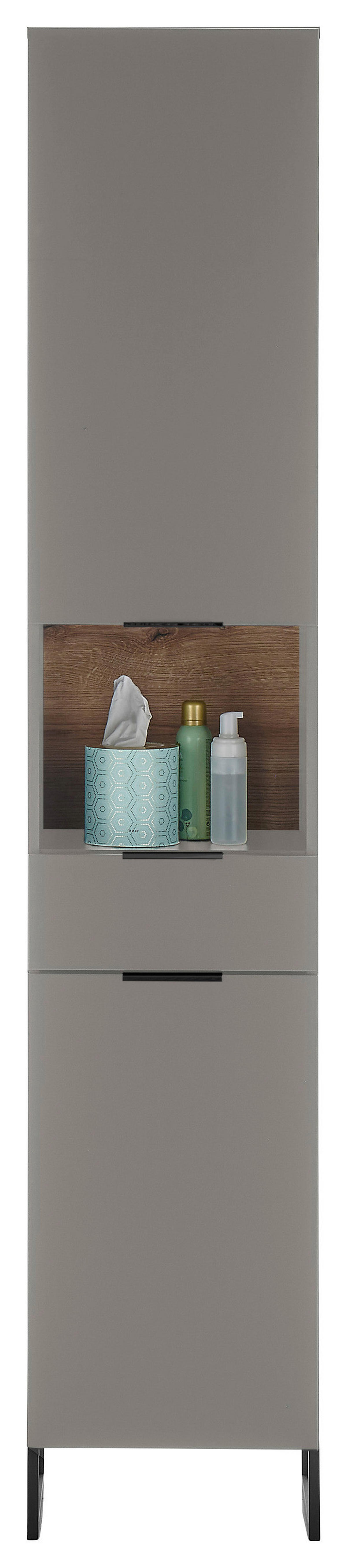 Hochschrank Denver grau matt Eiche Evoke Coast Nachbildung B/H/T: ca. 38x195x32 cm Denver - Eiche/grau (38,00/195,00/32,00cm)
