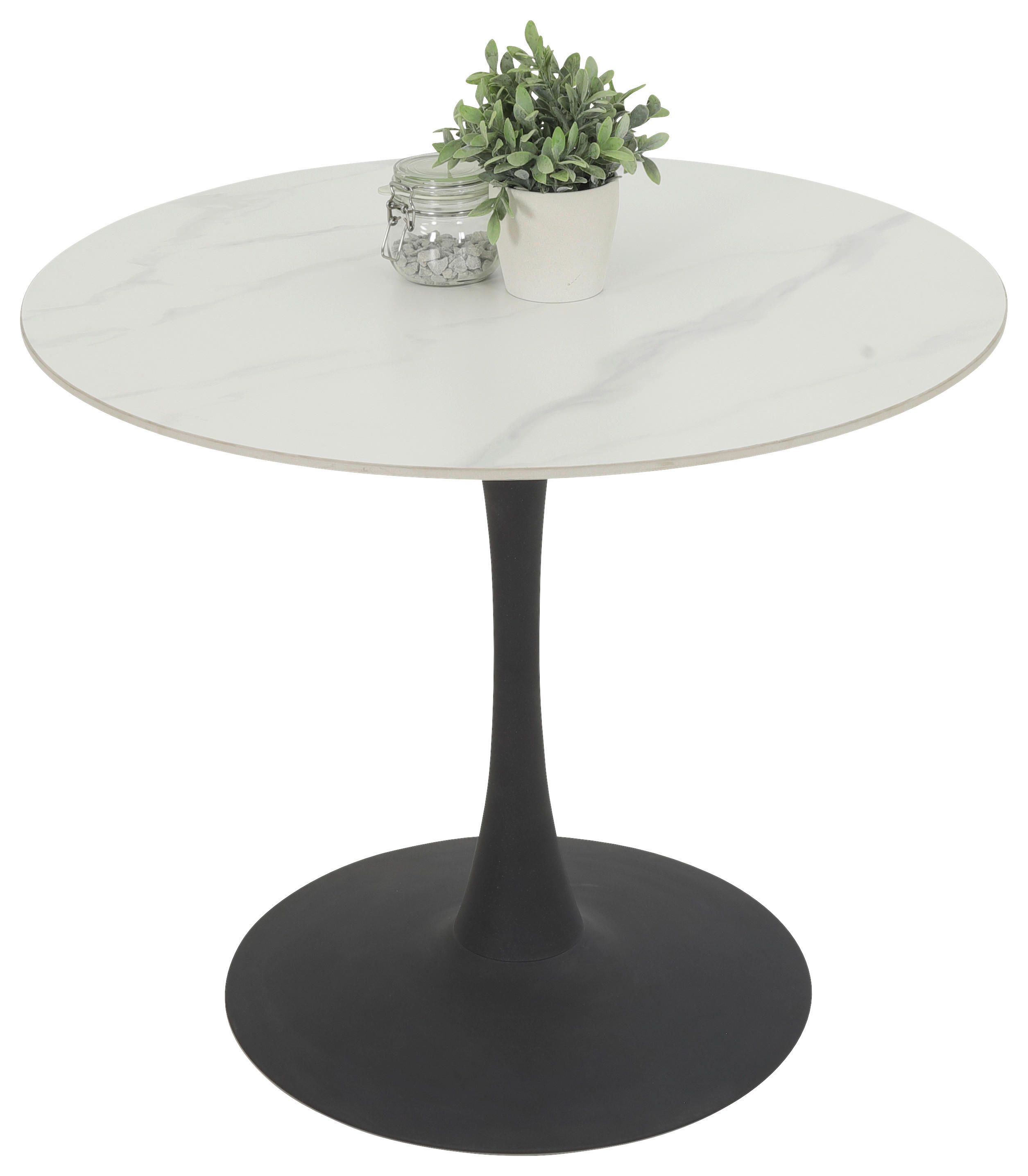 Esstisch Paola I Marmoroptik weiß anthrazit H/D: ca. 75x90 cm Paola I - weiß/Marmoroptik (90,00/75,00cm) - Hela