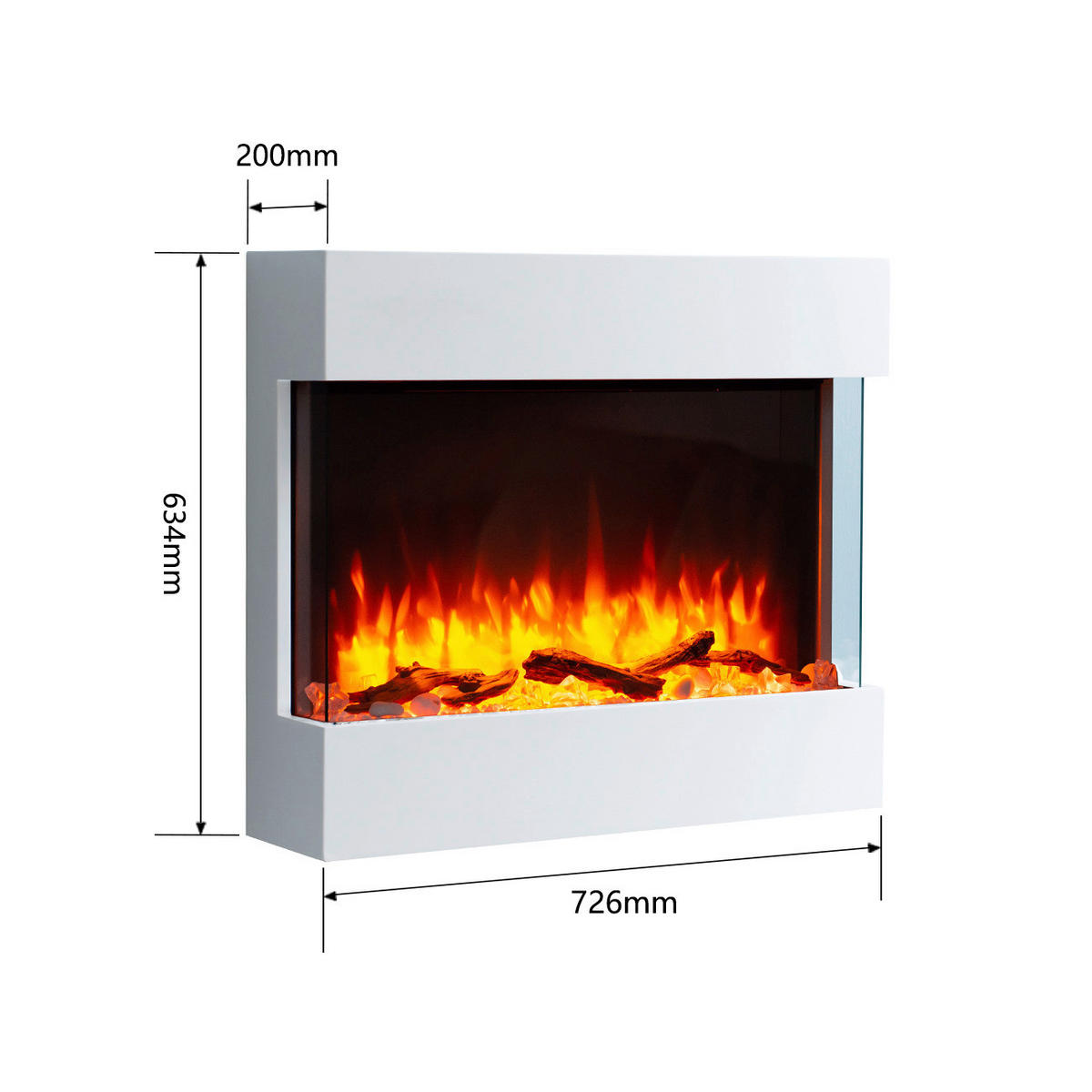 Balderia Wandkamin Elektrischer-Kamin Alva weiß MDF B/H/T: ca. 63,4x72,6x20 cm Elekt.-Kamin Alva EM279B - weiß (63,40/72,60/20,00cm) - Balderia
