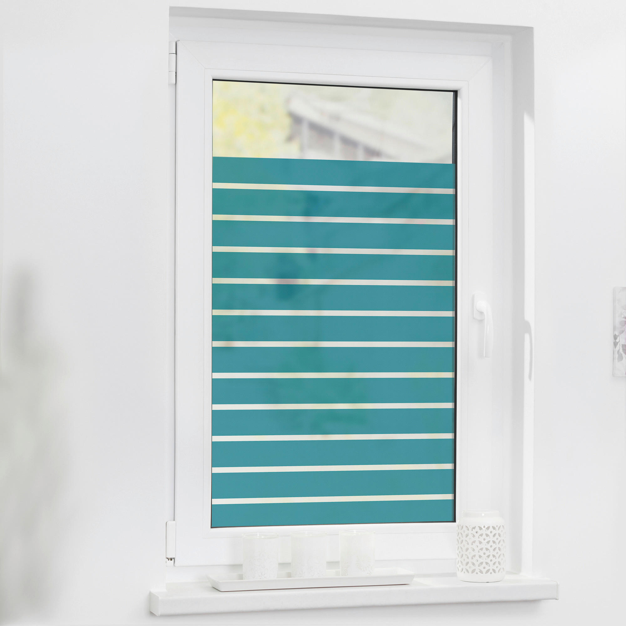 LICHTBLICK Fensterfolie Streifen Petrol Streifen Streifen Petrol petrol B/L: ca. 50x50 cm Streifen Petrol - petrol (50,00/50,00cm) - LICHTBLICK