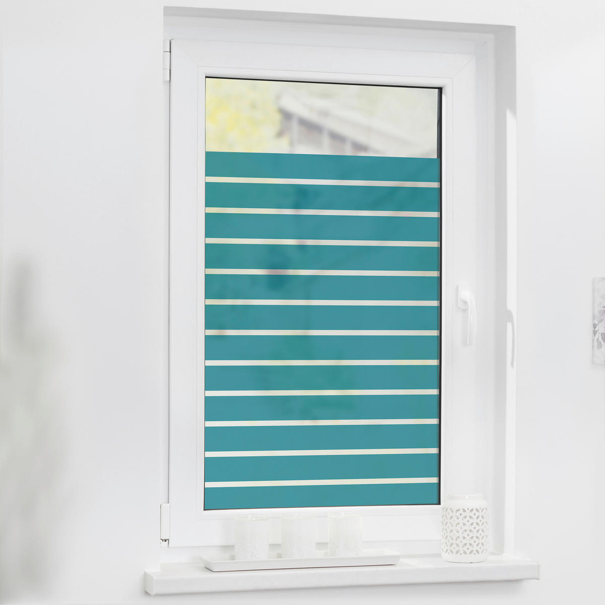 LICHTBLICK Fensterfolie Streifen Petrol Streifen Streifen Petrol petrol B/L: ca. 50x100 cm Streifen Petrol - petrol (50,00/100,00cm) - LICHTBLICK