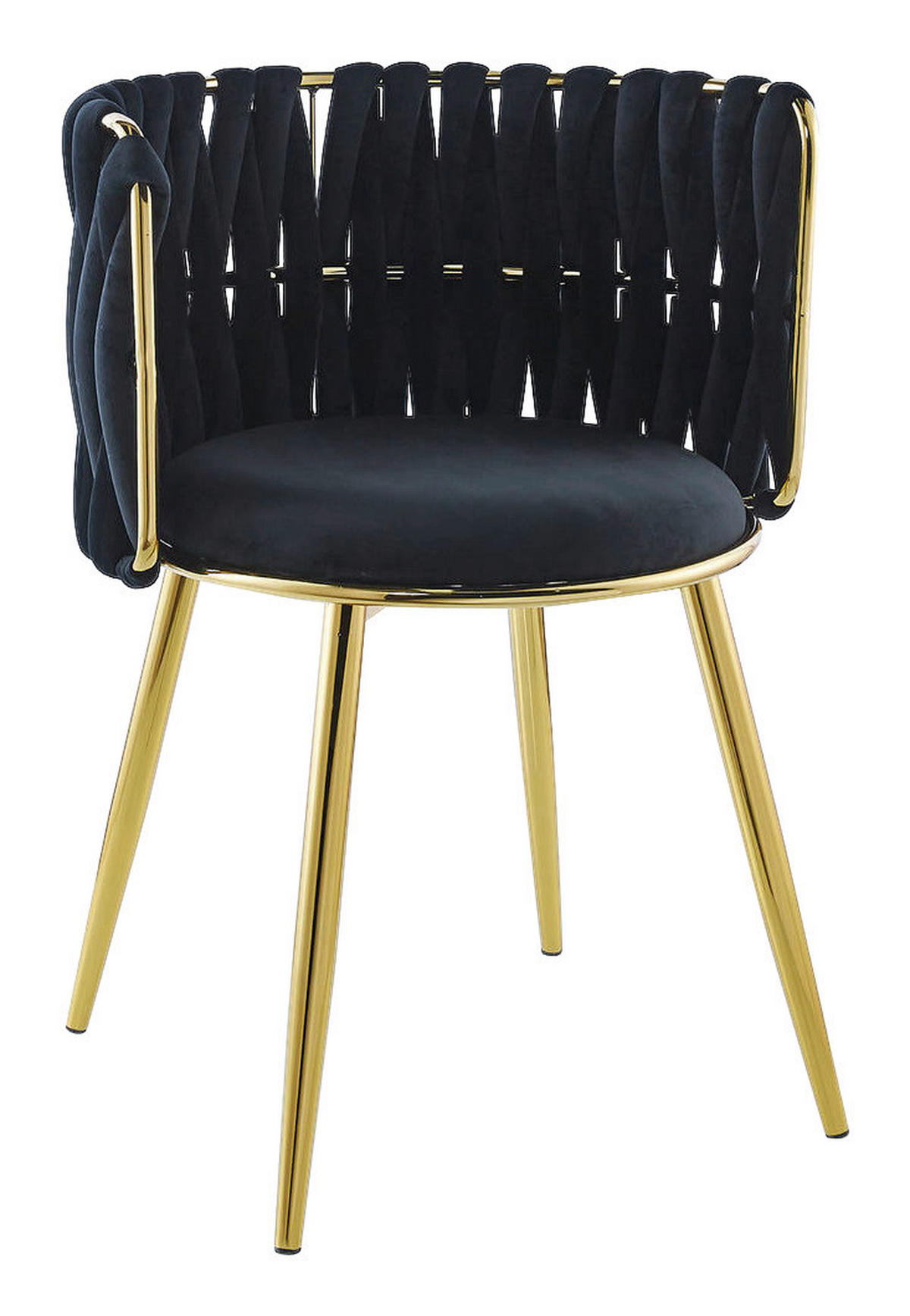 Stuhl Milla 100 2er-Set schwarz Microfaser B/H/T: ca. 57x80x53 cm Milla 100 2er-Set - gold/schwarz (57,00/80,00/53,00cm) - 360 Living