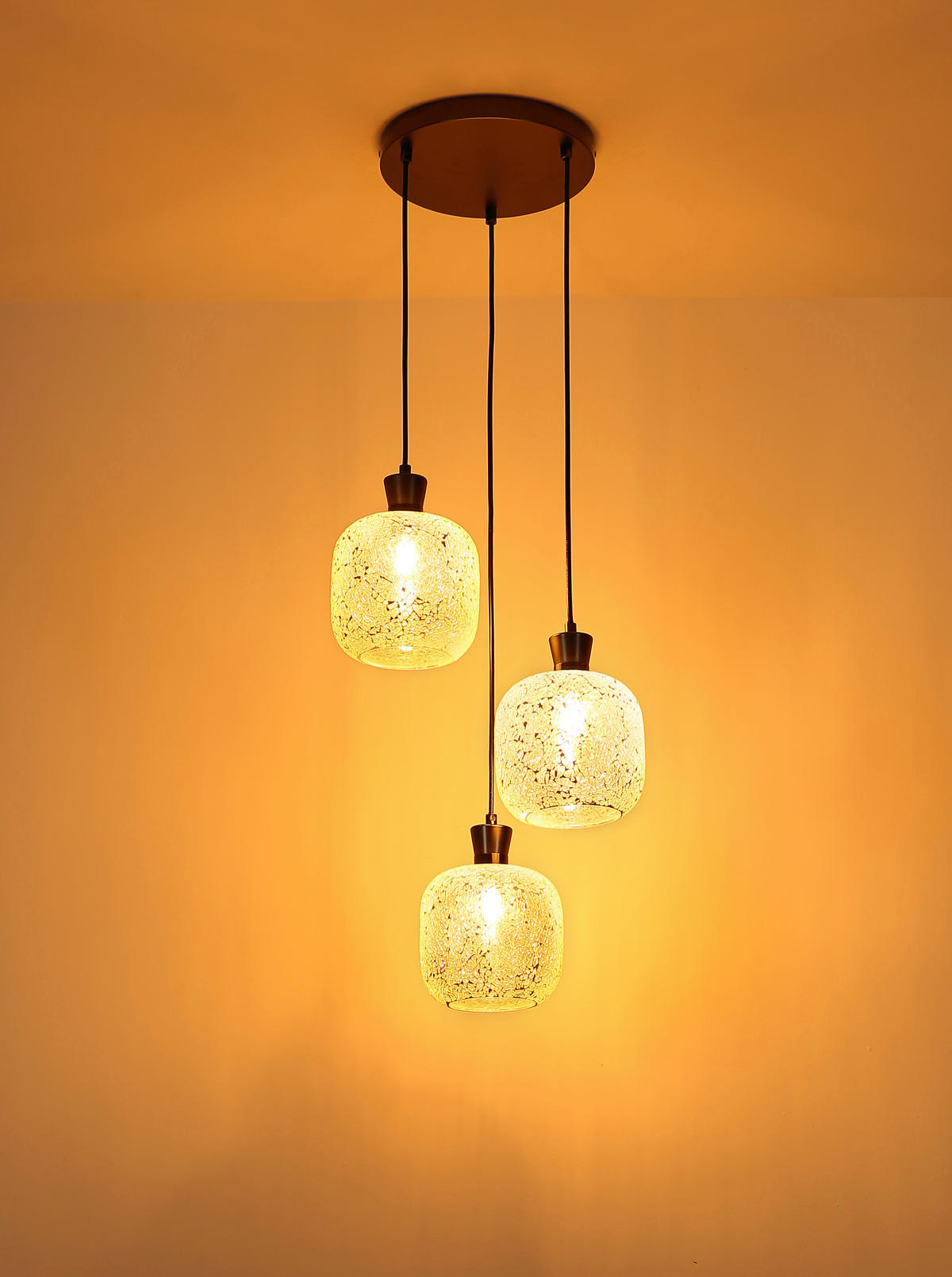 GLOBO Hängeleuchte schwarz Chrom Glas Metall B/H/L: ca. 21x37x37 cm E14 3 Brennstellen Hängeleuchte-Brokana - schwarz/Chrom (37,00/21,00/37,00cm) - GLOBO