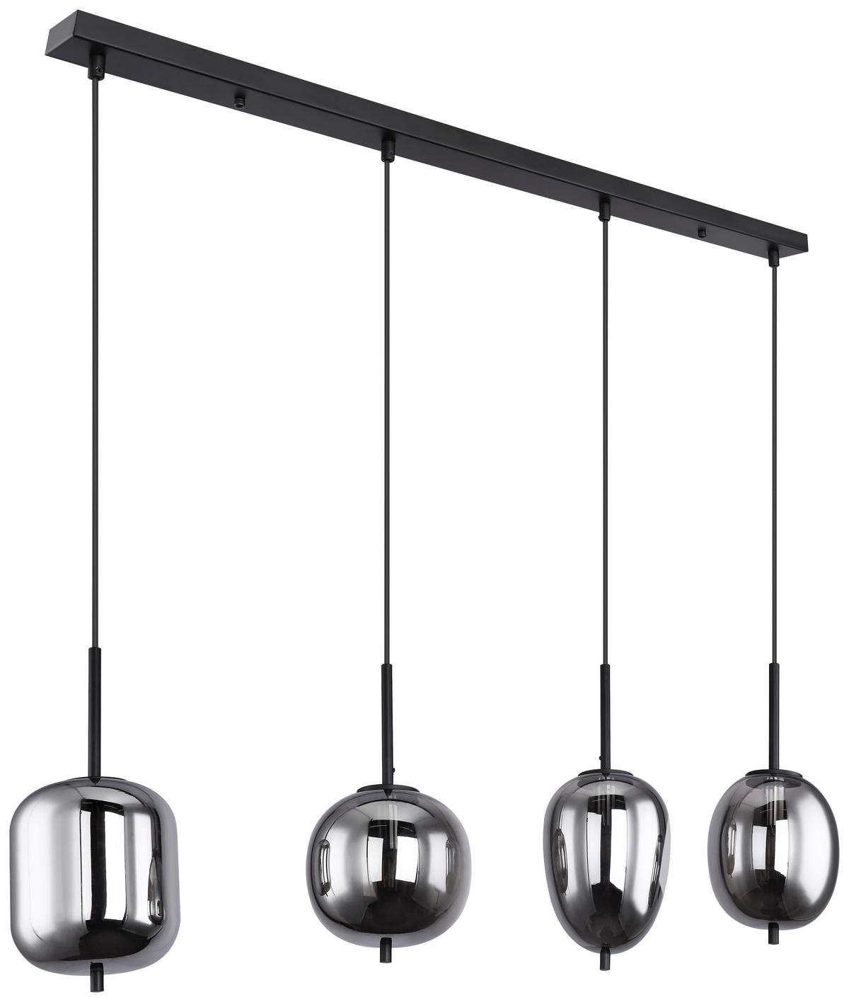 GLOBO Pendelleuchte Blacky 15345-4 schwarz Metall Rauchglas B/H/L: ca. 19x120x100 cm E14 4 Brennstellen Pendelleuchte_Blacky 4flg. - schwarz (100,00/19,00/120,00cm) - GLOBO