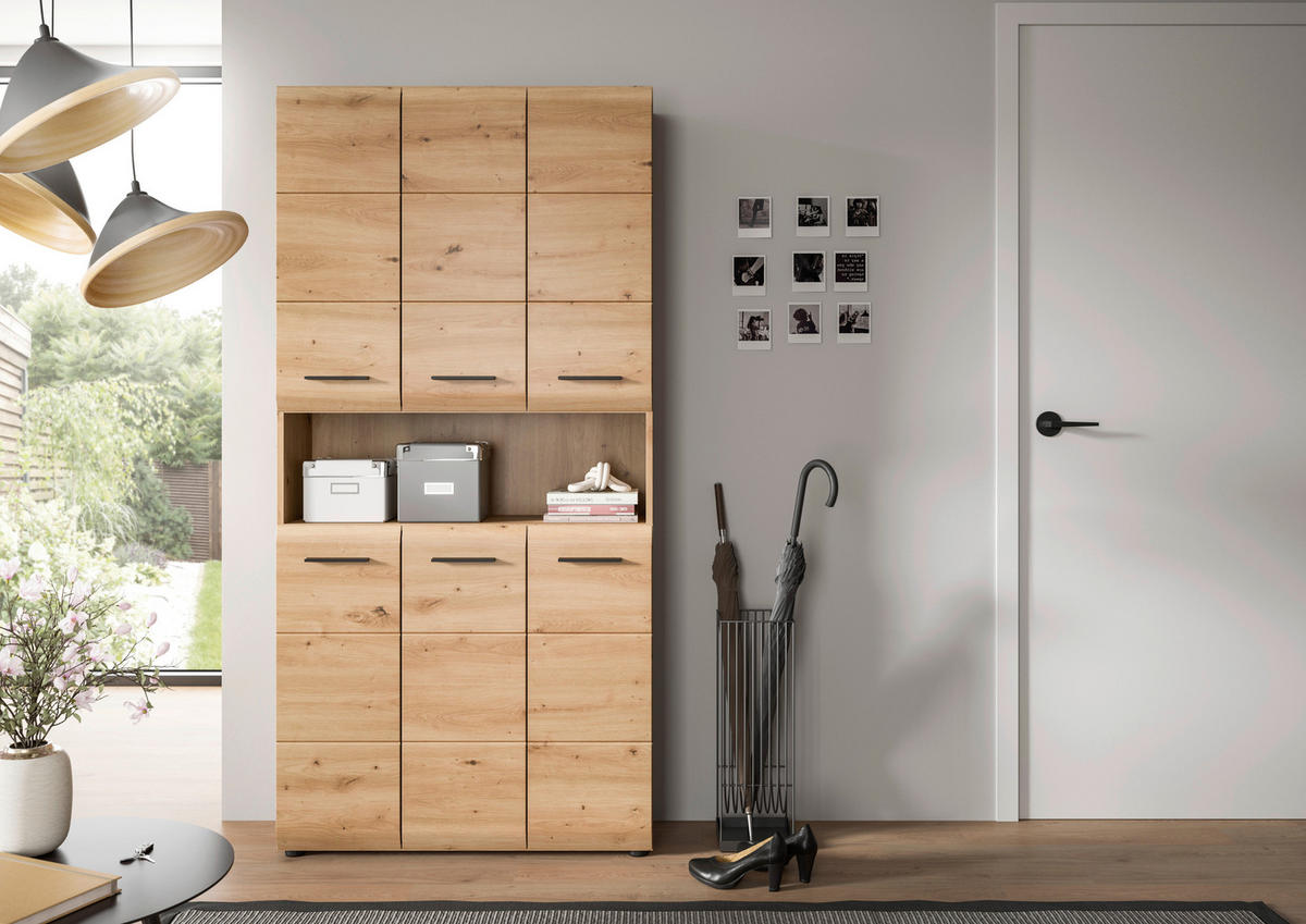 Mehrzweckschrank Ice Artisan Oak Nachbildung B/H/T: ca. 90x185x30 cm Ice - (90,00/185,00/30,00cm) - xonox.home