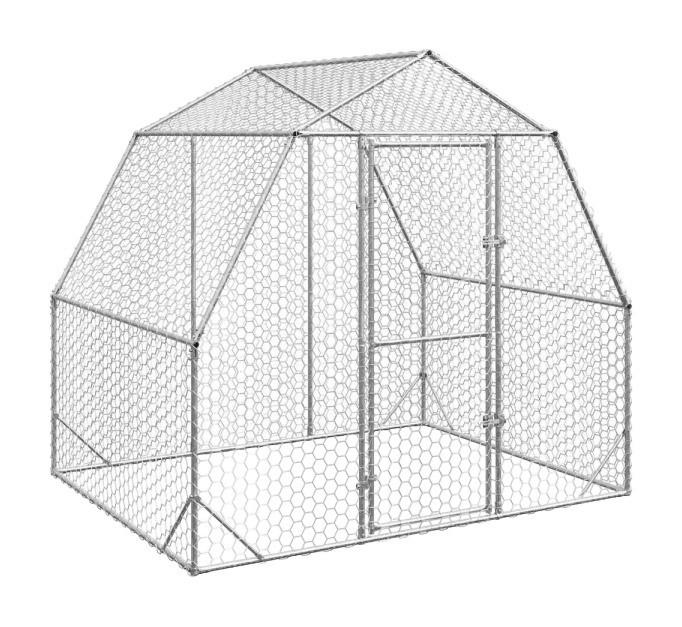 vidaXL Hühnerstall silber Stahl H/L: ca. 225x250 cm Hühnerstall - silber (250,00cm) - vidaXL