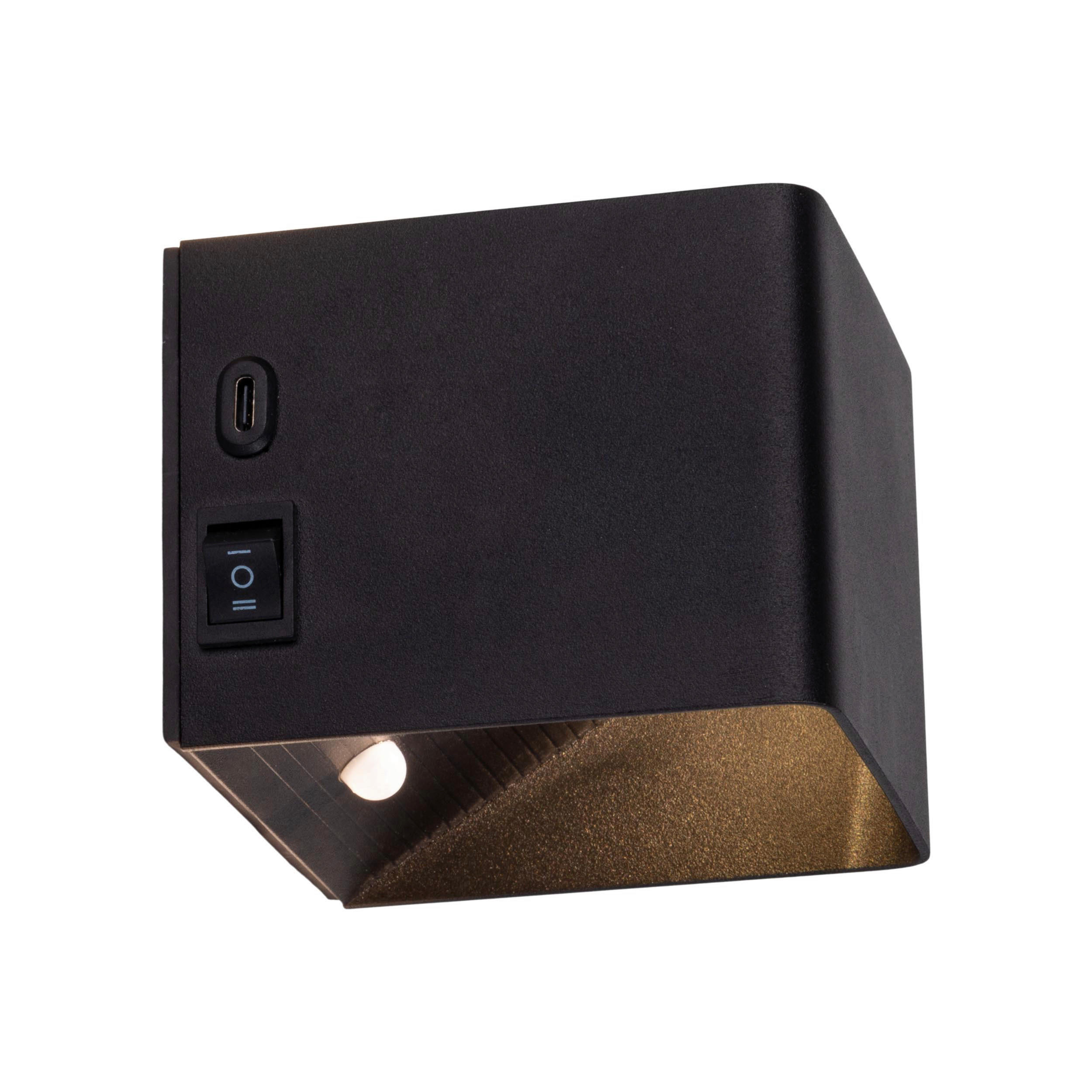 Näve Leuchten LED-Wandleuchte schwarz Metall B/H/T: ca. 10x8x10 cm CUBE - schwarz (10,00/8,00/10,00cm) - Näve Leuchten
