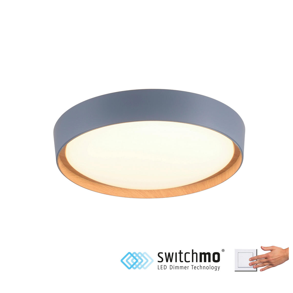 Just Light LED-Deckenleuchte EMILIA 14347-15 grau Kunststoff Metall B/H/D: ca. 40x10x40 cm 1 Brennstellen EMILIA - grau (40,00/10,00cm) - Just Light