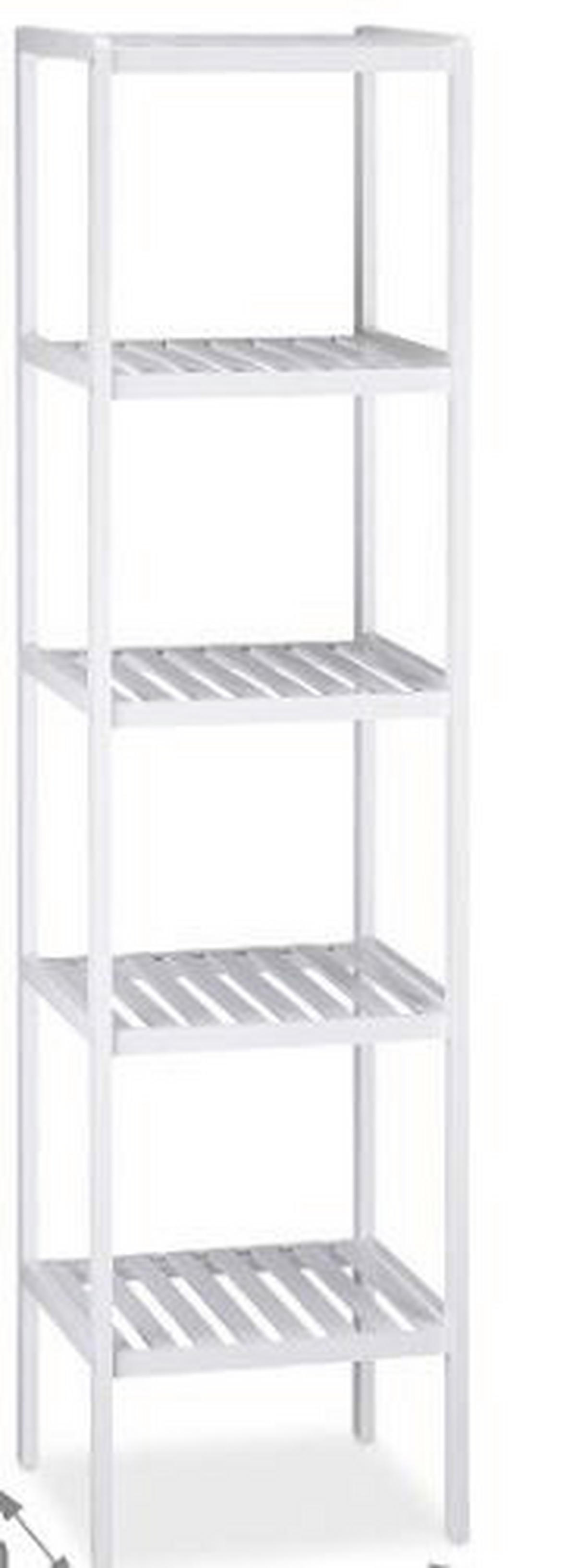 Bambusregal weiß Bambus B/H/T: ca. 36x145x36 cm Holzregal 5 Böden weiß - weiß (36,00/145,00/36,00cm) - Axentia