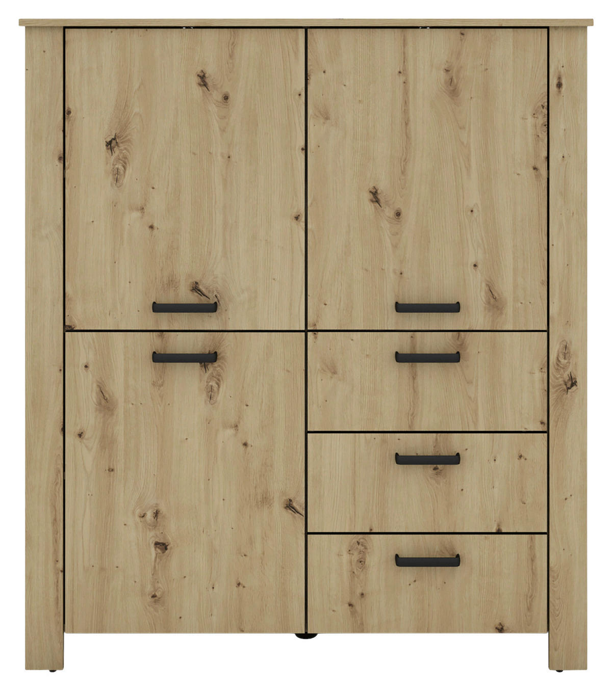 Highboard FARO Eiche schwarz B/H/T: ca. 120x137x40 cm FARO - Eiche/schwarz (120,00/137,00/40,00cm) - byLIVING