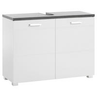 Waschbeckenunterschrank Praya Dark Concret Nachbildung weiß Hochglanz B/H/T: ca. 79x58x32 cm Praya - weiß (79,00/58,00/32,00cm)