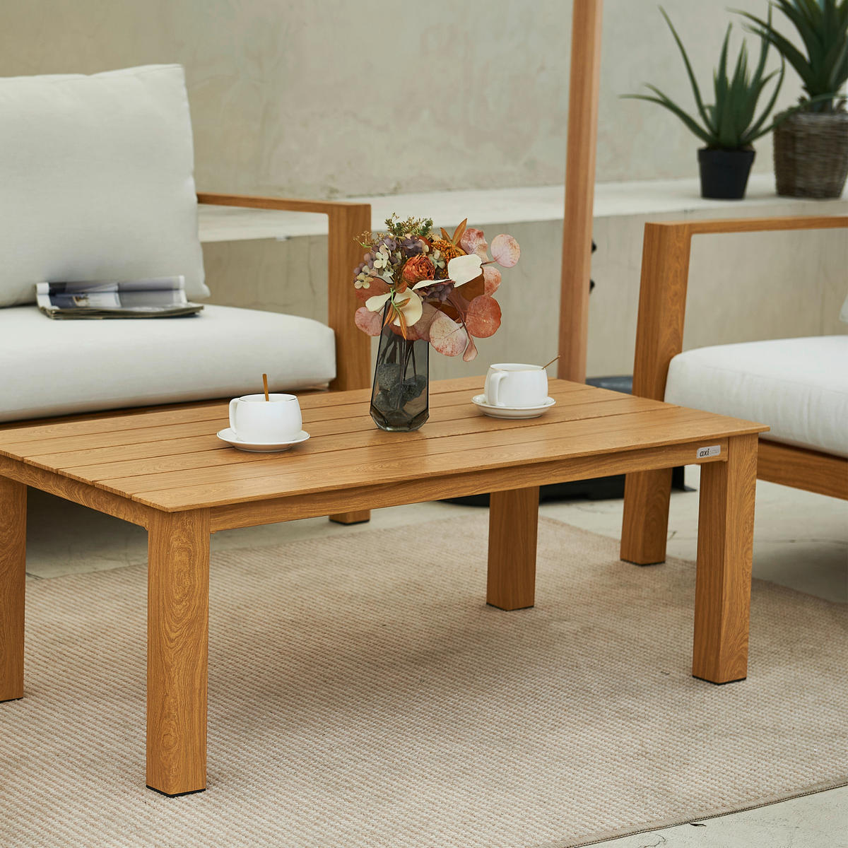 AXI Outdoor Living Loungeset Orla braun Metall B/H/L: ca. 223,5x73,5x89 cm Orla - braun/beige (89,00/223,50/73,50cm) - AXI Outdoor Living