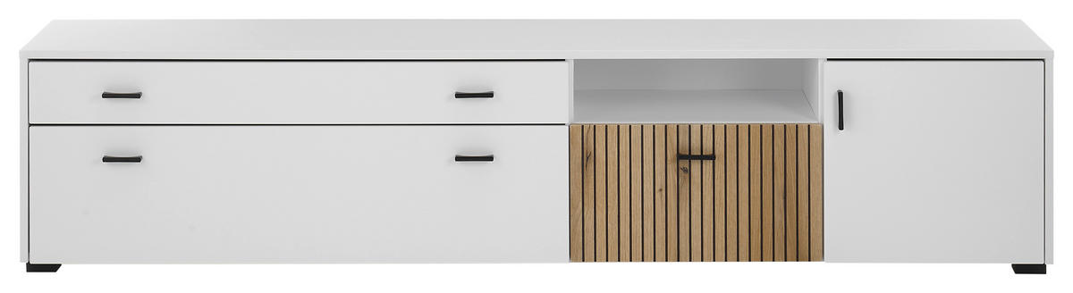 Lowboard Hudson weiß matt Eiche Evoke Coast Nachbildung B/H/T: ca. 200x44x42 cm Hudson - Eiche/weiß (200,00/44,00/42,00cm)