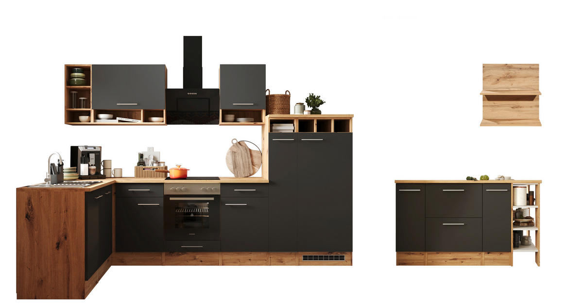 Respekta Winkelküche Hilde grau matt B/H/T: ca. 310x205x172 cm Hilde - Eiche/grau (310,00/205,00/172,00cm) - Respekta