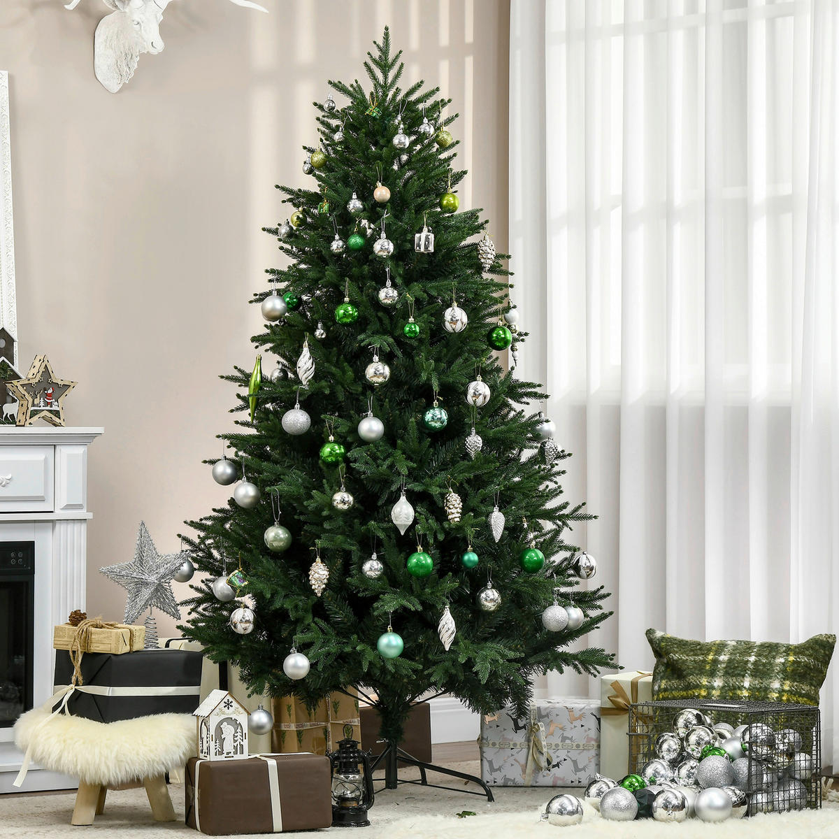 HOMCOM Weihnachtsbaum Weihnachtsbaum - grün (180,00/120,00/120,00cm) - HOMCOM