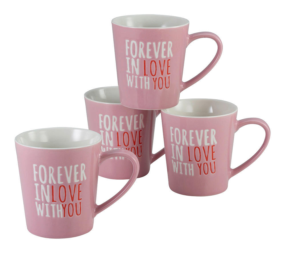 CreaTable Kaffeebecher Forever in love with you multicolor Steinzeug 4 tlg. Forever in love with you - multicolor - CreaTable