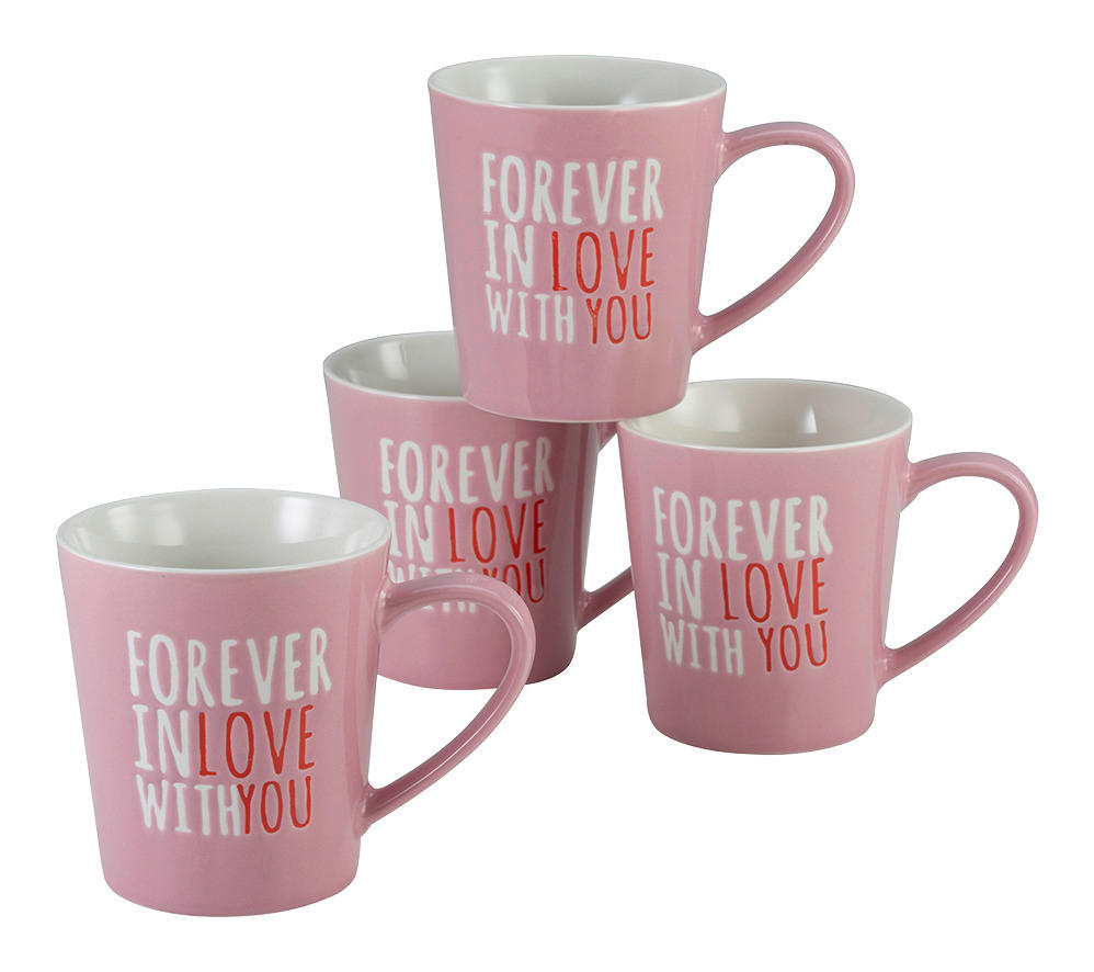 CreaTable Kaffeebecher Forever in love with you multicolor Steinzeug 4 tlg. günstig online kaufen