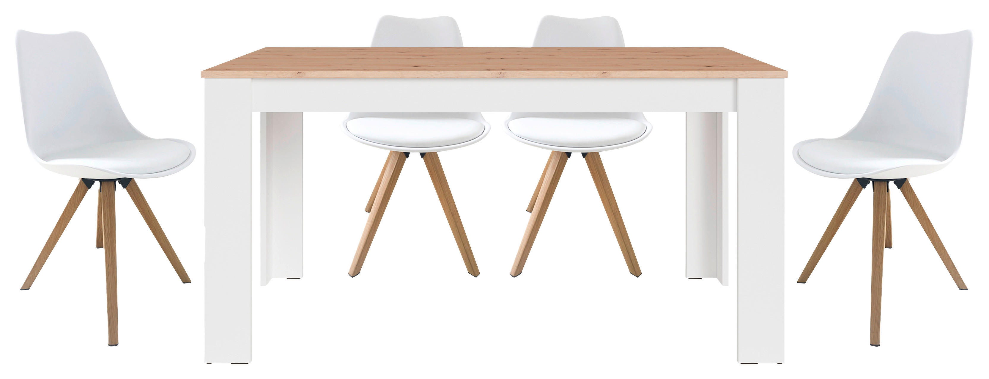 Tischgruppe KIRA weiß Eiche B/H/T: ca. 160x75x90 cm KIRA - Eiche/weiß (160,00/75,00/90,00cm) - byLIVING