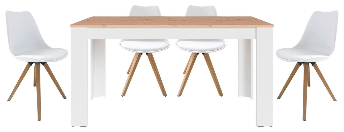 Tischgruppe KIRA weiß Eiche B/H/T: ca. 160x75x90 cm KIRA - Eiche/weiß (160,00/75,00/90,00cm) - byLIVING