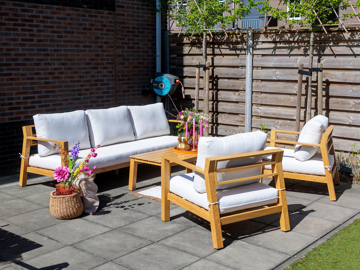 AXI Outdoor Living Loungeset Orla braun Metall B/H/L: ca. 223,5x73,5x89 cm Orla - braun/beige (89,00/223,50/73,50cm) - AXI Outdoor Living