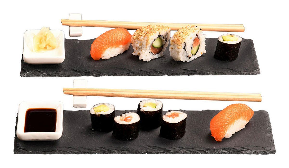 Kesper Sushi-Set grau Schiefer B/L: ca. 10x30 cm Sushiset_8tlg. - grau (10,00/30,00cm) - Kesper