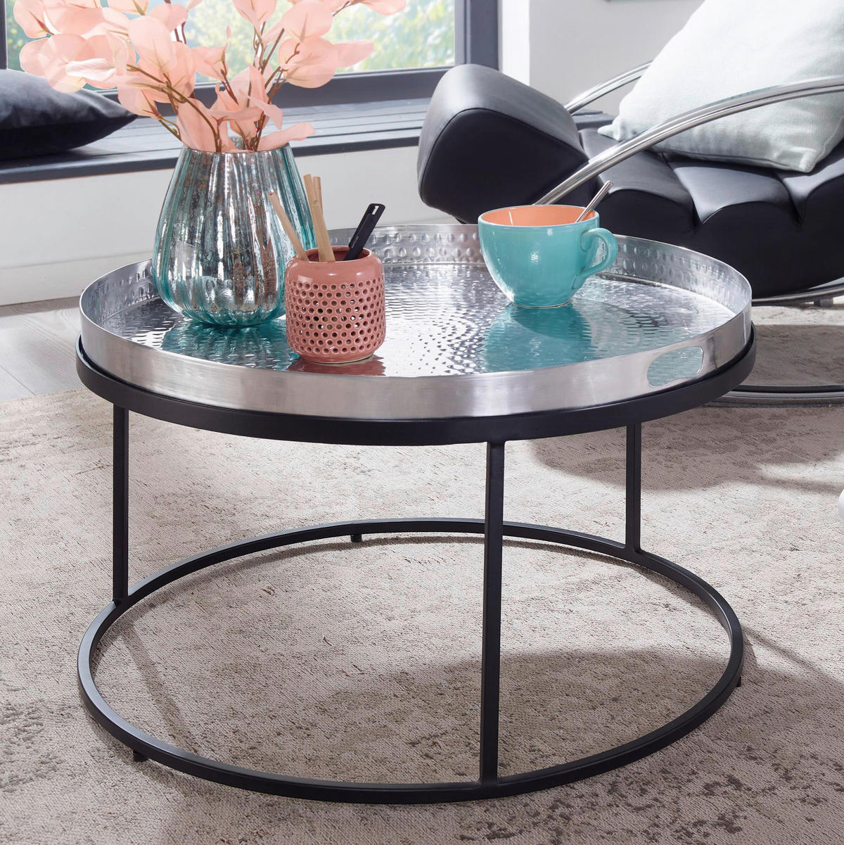 Couchtisch silber B/H/T: ca. 62x36x62 cm Couchtisch - silber (62,00/36,00/62,00cm) - Wohnling
