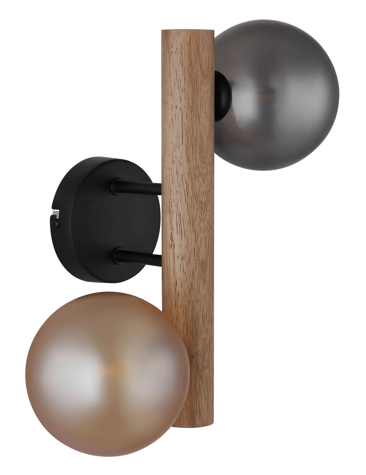 GLOBO LED-Wandleuchte Rauch dunkelbraun amber Metall Holz Glas H/L: ca. 16,5x32 cm 2 Brennstellen RIHA - dunkelbraun/amber (32,00cm) - GLOBO
