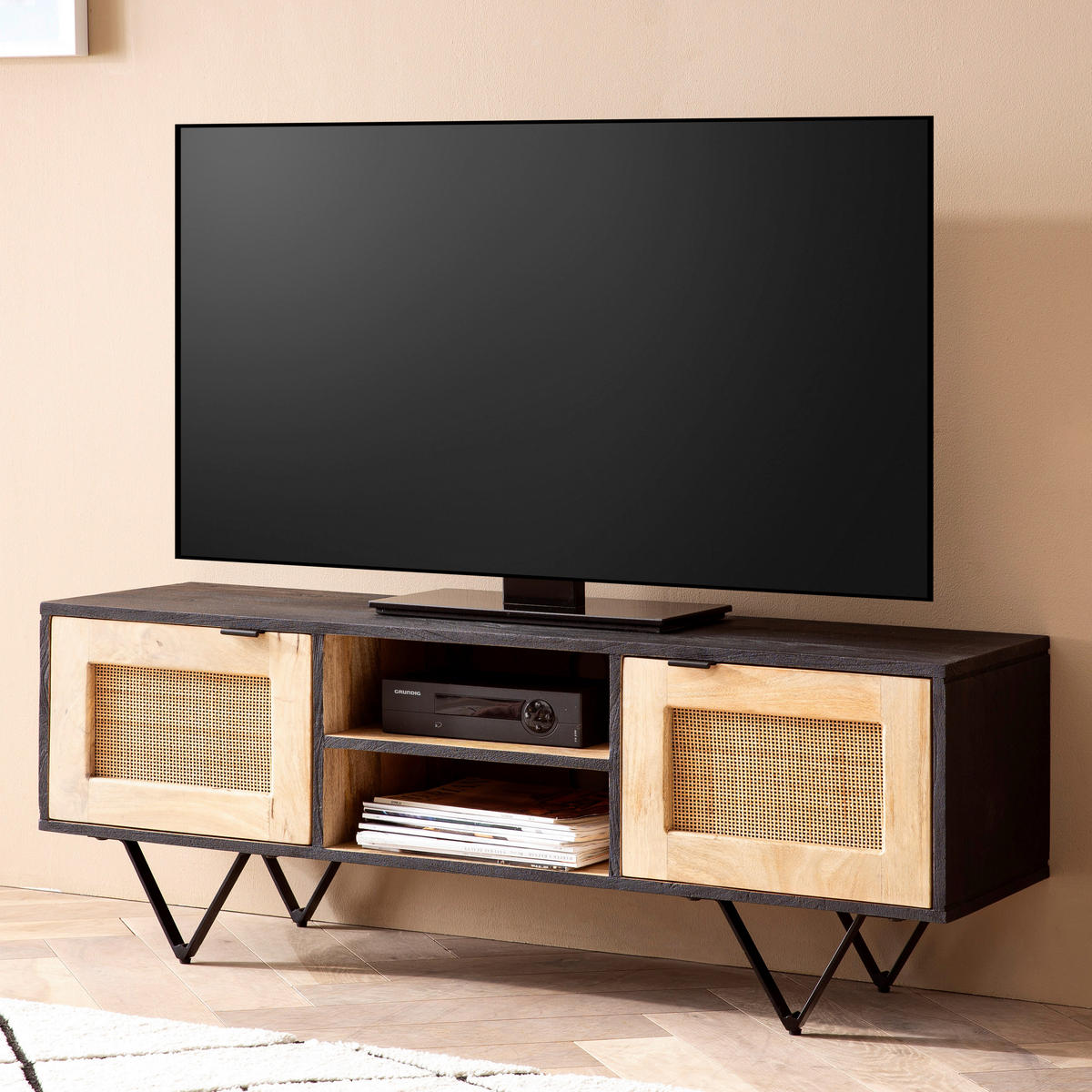 Lowboard schwarz B/H/T: ca. 120x44x35 cm Lowboard - schwarz (120,00/44,00/35,00cm) - Wohnling