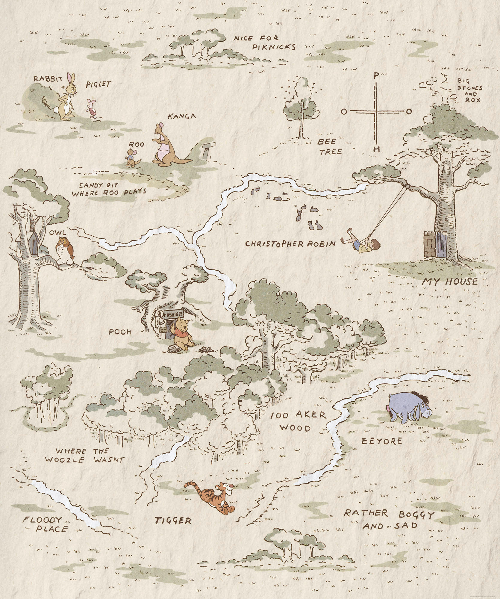 Komar Fototapete Winnie the Pooh Map IADX4-042 B/H: ca. 200x240 cm Winnie the Pooh Map IADX4-042 - (200,00/240,00cm) - Komar