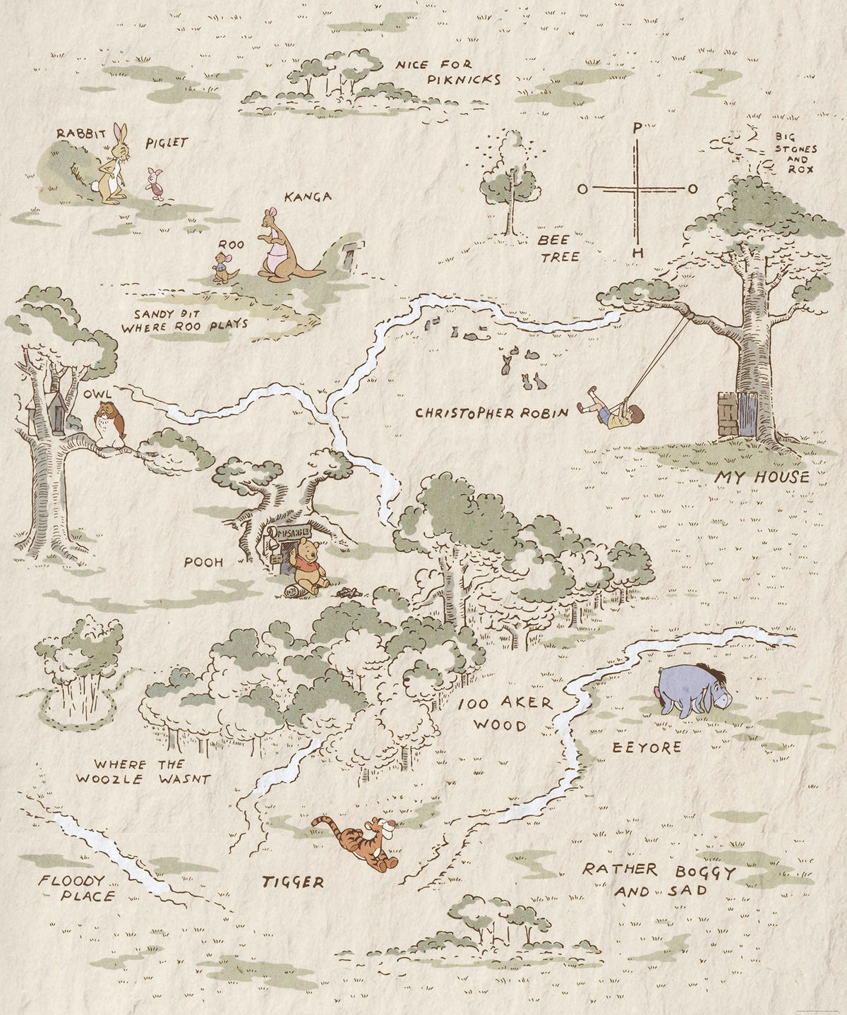 Komar Fototapete Winnie the Pooh Map IADX4-042 B/H: ca. 200x240 cm Winnie the Pooh Map IADX4-042 - (200,00/240,00cm) - Komar