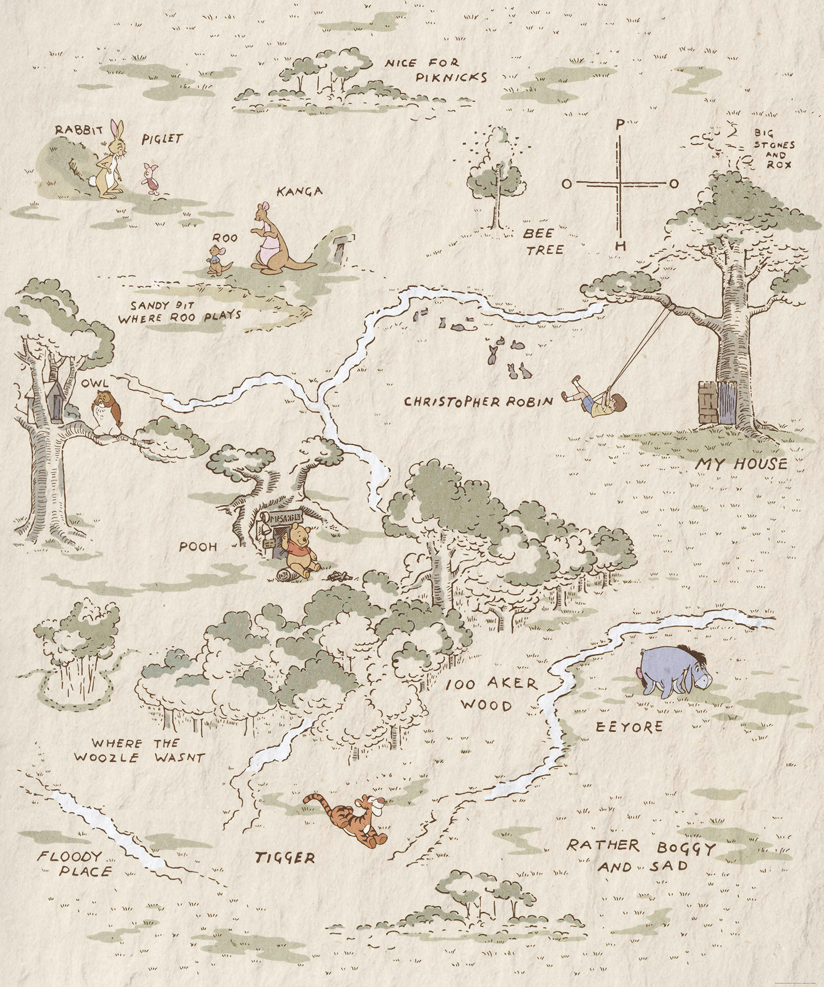 Komar Fototapete Winnie the Pooh Map IADX4-042 B/H: ca. 200x240 cm