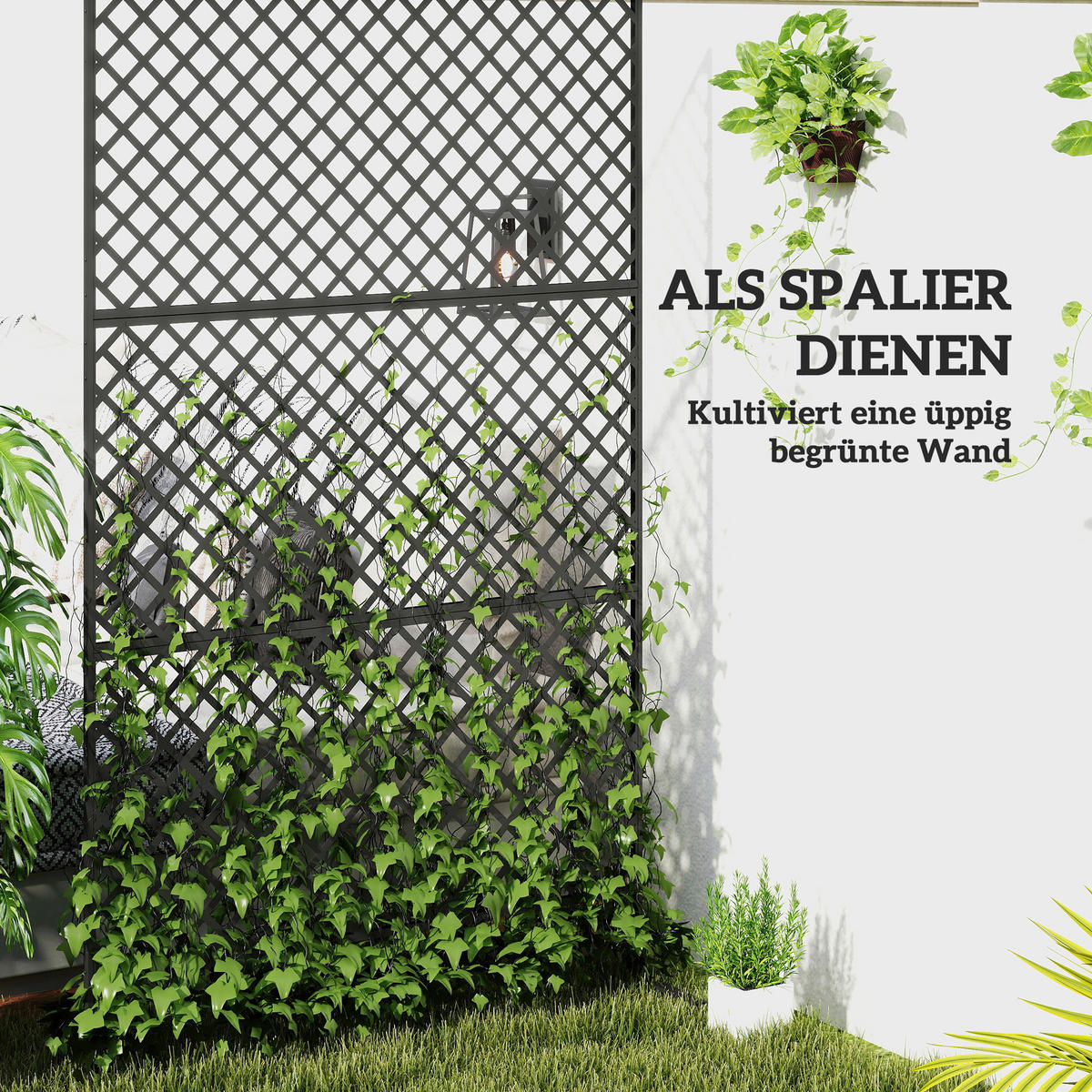 Outsunny Raumteiler schwarz Stahl B/H/L: ca. 45x198x122 cm Raumteiler - schwarz (122,00/45,00/198,00cm) - Outsunny