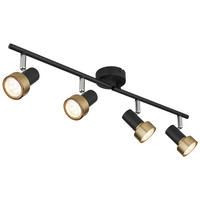GLOBO Spot mattschwarz Chrom altgold Metall B/H/T: ca. 60x13,5x8,5 cm GU10 4 Brennstellen MASON - altgold/Chrom (60,00/13,50/8,50cm) - GLOBO