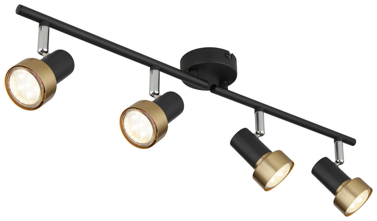 GLOBO Spot mattschwarz Chrom altgold Metall B/H/T: ca. 60x13,5x8,5 cm GU10 4 Brennstellen MASON - altgold/Chrom (60,00/13,50/8,50cm) - GLOBO
