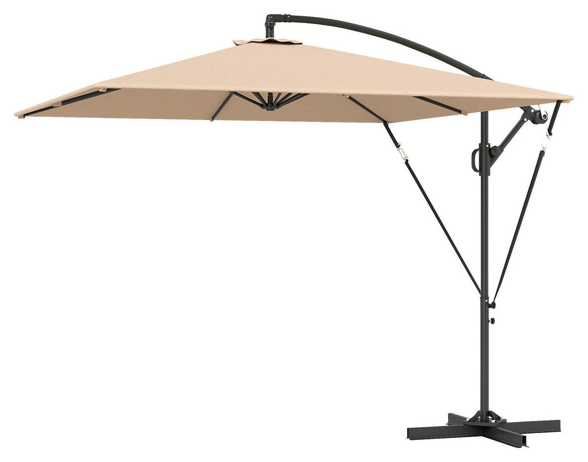 Outsunny Ampelschirm khaki Polyester B/H/L: ca. 250x235x295 cm Ampelschirm - khaki (295,00/250,00/235,00cm) - Outsunny