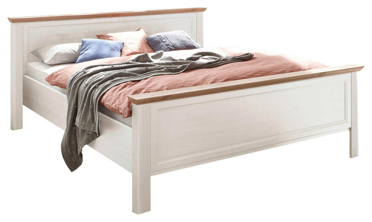Bett Jasmin Eiche weiß B/H/T: ca. 205x98x215 cm Liegefläche B/L: ca. 180x200 cm Jasmin - Eiche/weiß (205,00/98,00/215,00cm)