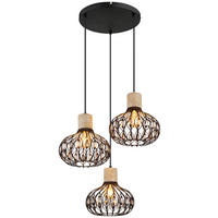 GLOBO Hängeleuchte Rauch grau mattschwarz Glas Metall H/D: ca. 150x47 cm E27 3 Brennstellen DORTHY - mattschwarz/Rauch (47,00/150,00cm) - GLOBO