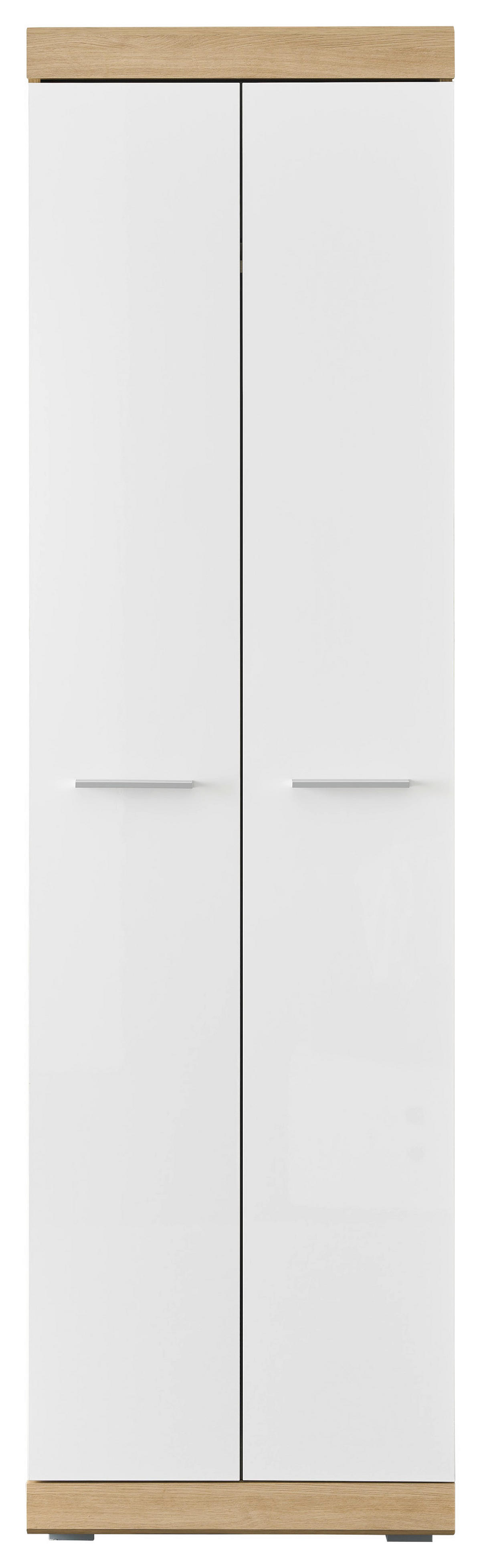 Garderobenschrank Nola Eiche Artisan Nachbildung weiß Hochglanz B/H/T: ca. 55x195x38 cm Nola - Eiche/weiß (55,00/195,00/38,00cm)