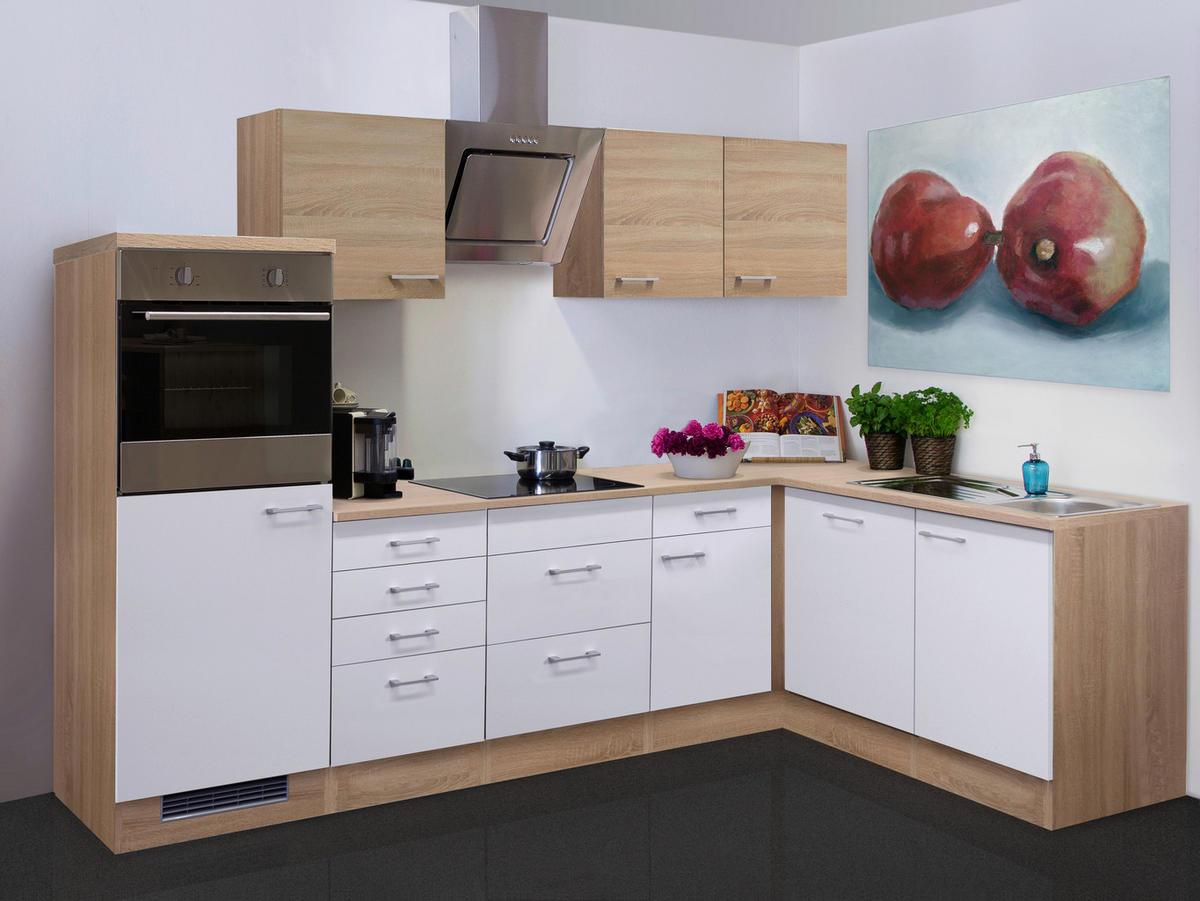 Winkelküche Samoa weiß B/H/T: ca. 280x200x60 cm Samoa - Eiche/weiß (280,00/200,00/60,00cm) - Flex-Well
