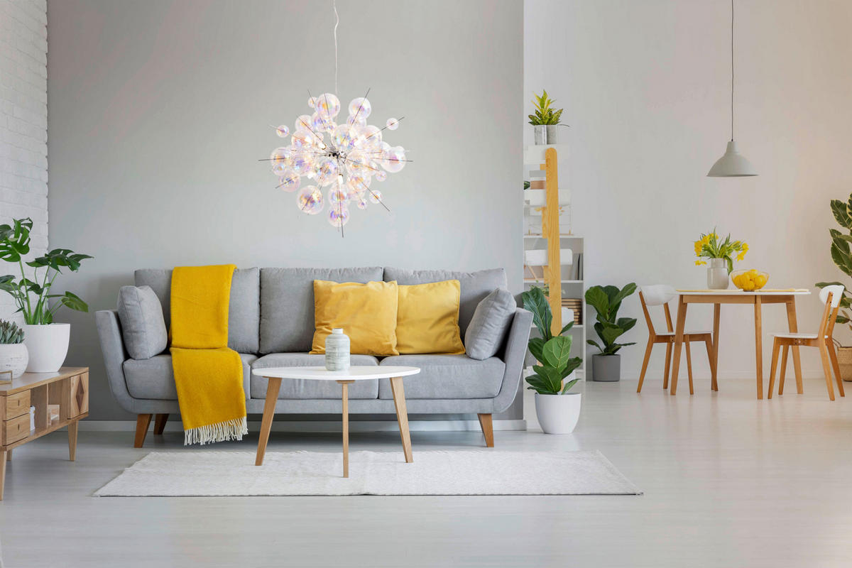 Näve Leuchten Pendelleuchte 7026430 multicolor Glas Metall B/H/T: ca. 65x65x65 cm G9 10 Brennstellen Explosion - multicolor (65,00/65,00/65,00cm) - Näve Leuchten