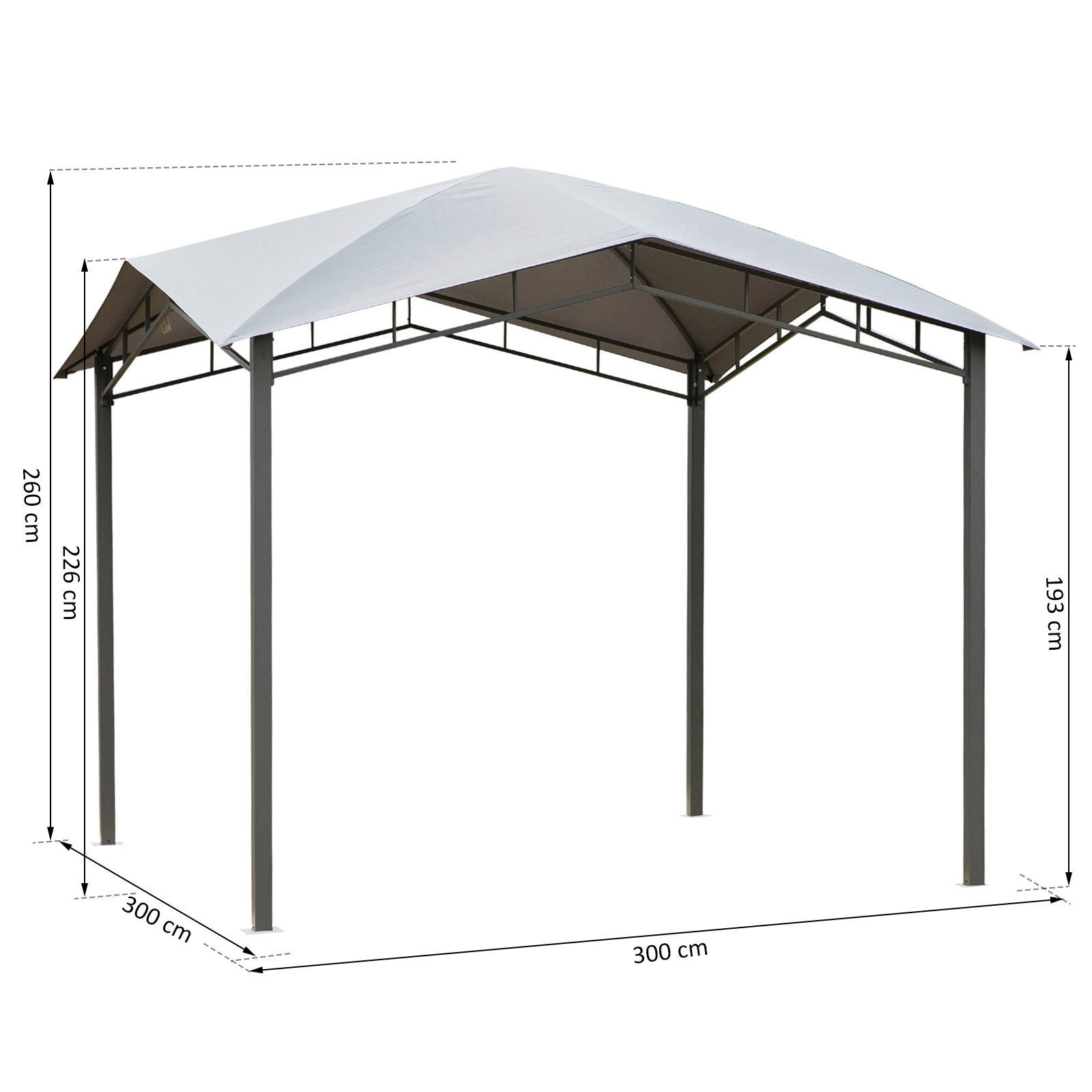 Outsunny Gartenzelt grau Metall B/H/L: c...