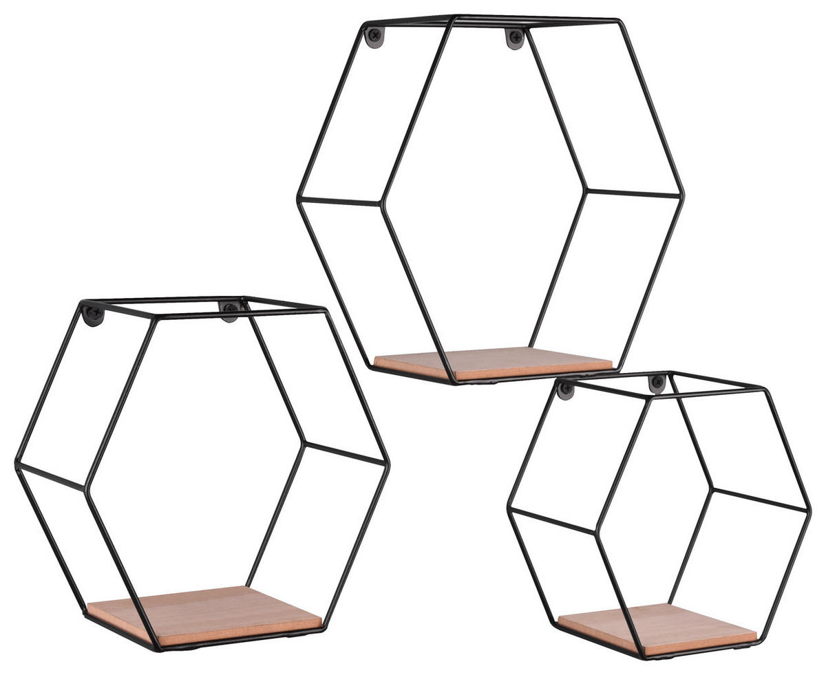 Wandregal CHIARA, 3-teilig schwarz B/H/T: ca. 22x22x11 cm CHIARA, 3-teilig - schwarz (22,00/22,00/11,00cm) - Mirrors&More