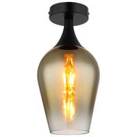 GLOBO Deckenleuchte transparent schwarz gold Glas Metall H/D: ca. 30x15 cm E27 1 Brennstellen LAVUS - gold/schwarz (15,00/30,00cm) - GLOBO