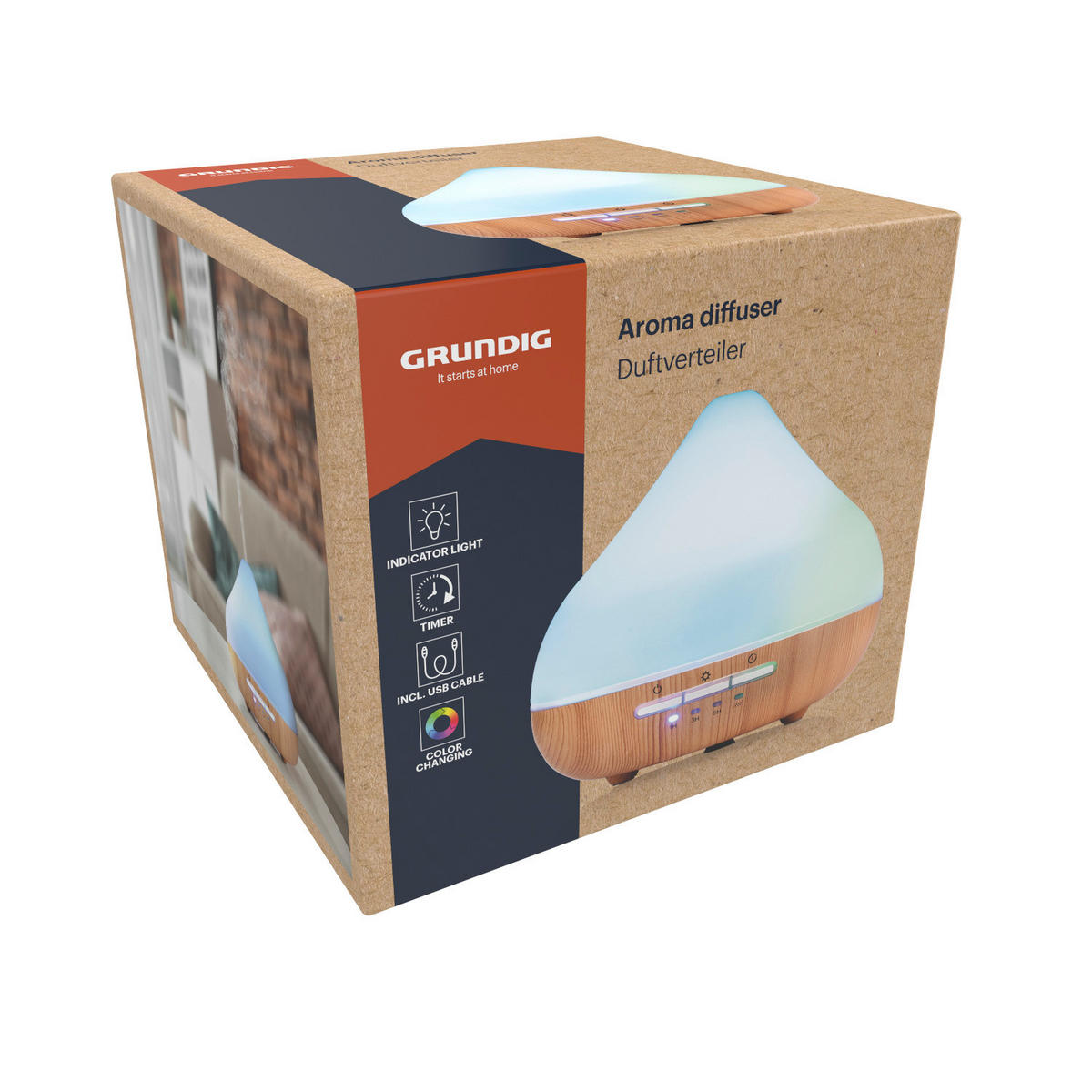 Grundig Aroma-Diffusor weiß Holz LED-Aroma-Diffusor - weiß - Grundig