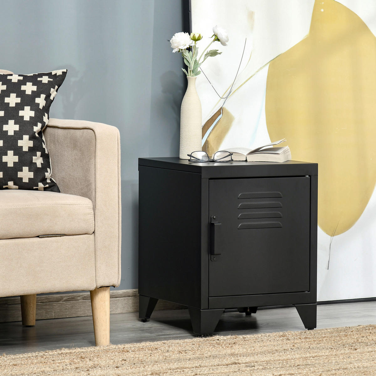 Nachtkonsole 831-429BK schwarz B/H/T: ca. 40x50x40 cm 831-429BK - schwarz (40,00/50,00/40,00cm) - HOMCOM