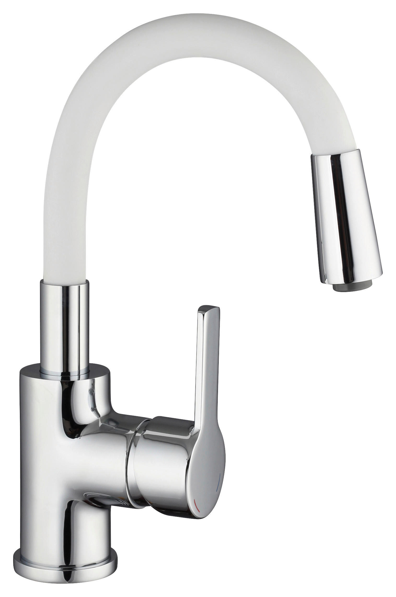 Waschtisch-Armatur silber Waschtischarmatur_Flexo_chrom/weiß - weiß/silber (10,00/27,00/19,00cm) - Eisl
